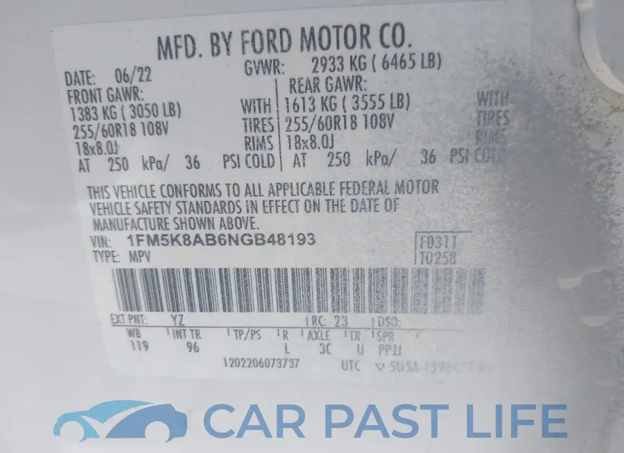 1FM5K8AB6NGB48193# 9