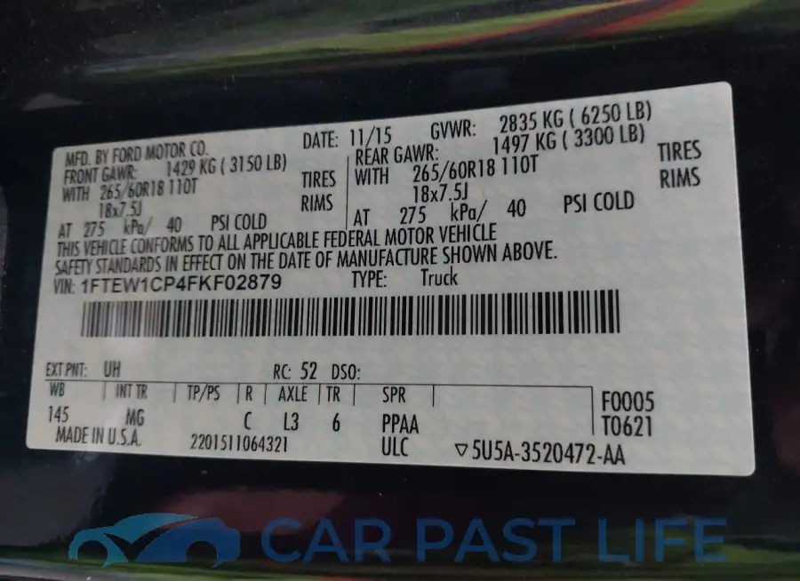 1FTEW1CP4FKF02879# 9