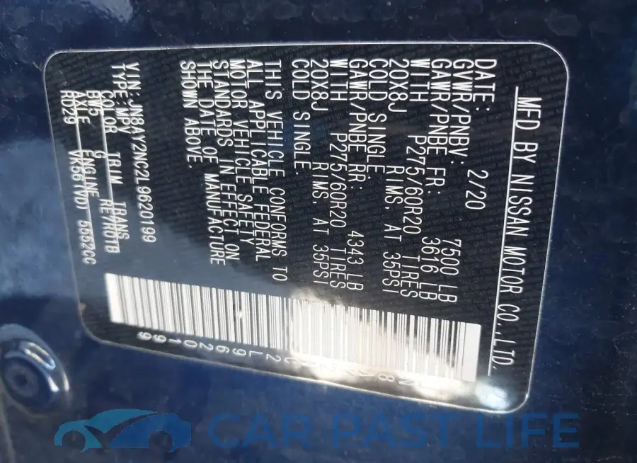 JN8AY2NC2L9620199# 9