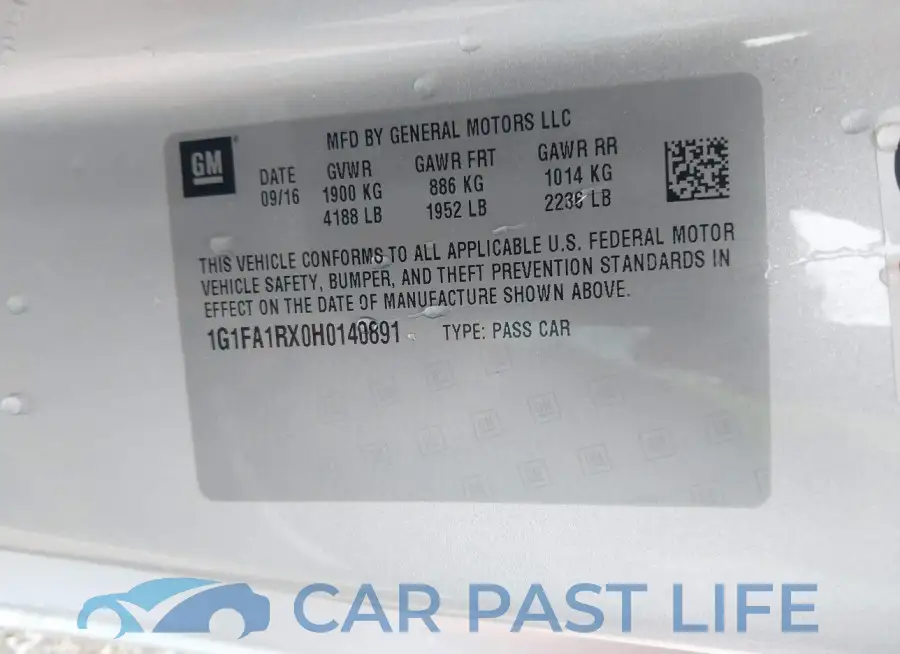 1G1FA1RX0H0140891# 9