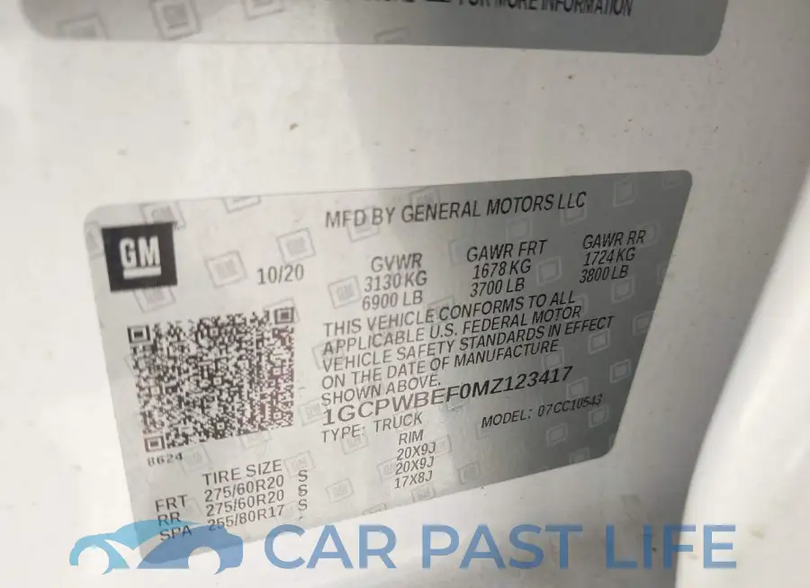 1GCPWBEF0MZ123417# 9