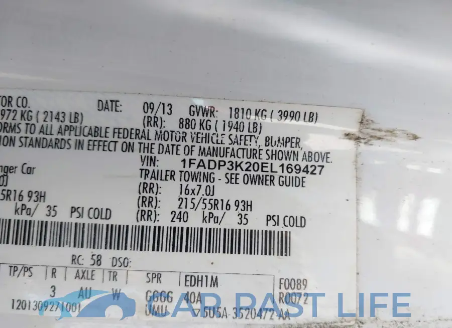 1FADP3K20EL169427# 9
