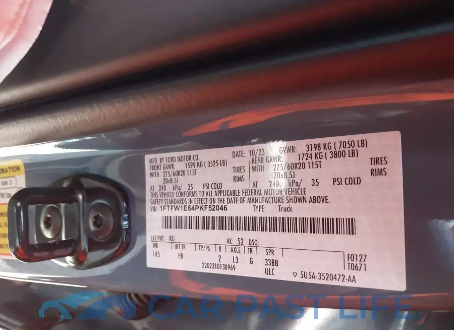 1FTFW1E84PKF52046# 9