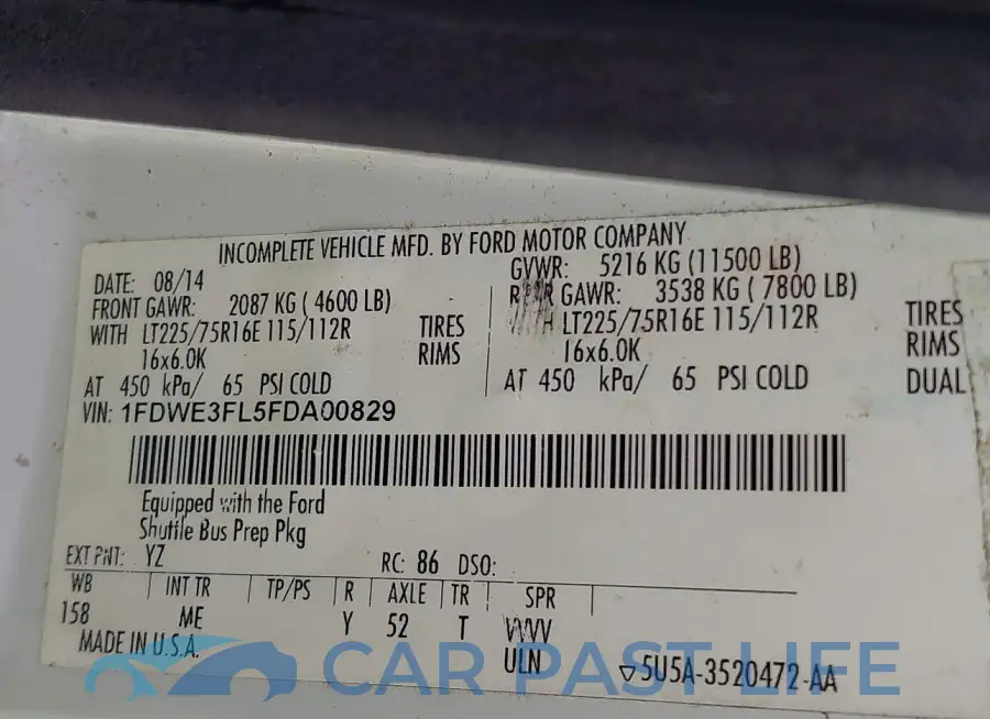 1FDWE3FL5FDA00829# 8