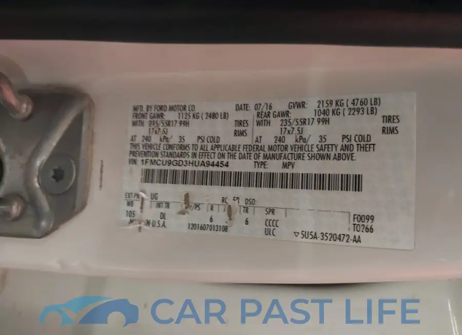 1FMCU9GD3HUA94454# 9