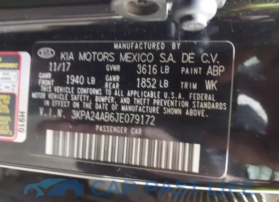 3KPA24AB6JE079172# 9