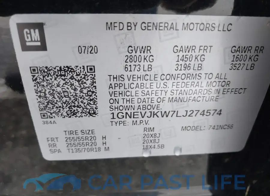 1GNEVJKW7LJ274574# 9