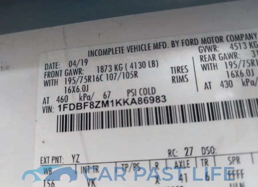 1FDBF8ZM1KKA86983# 9