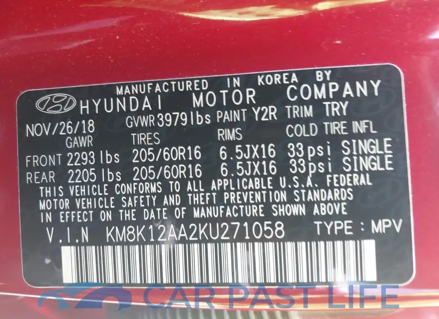 KM8K12AA2KU271058# 9