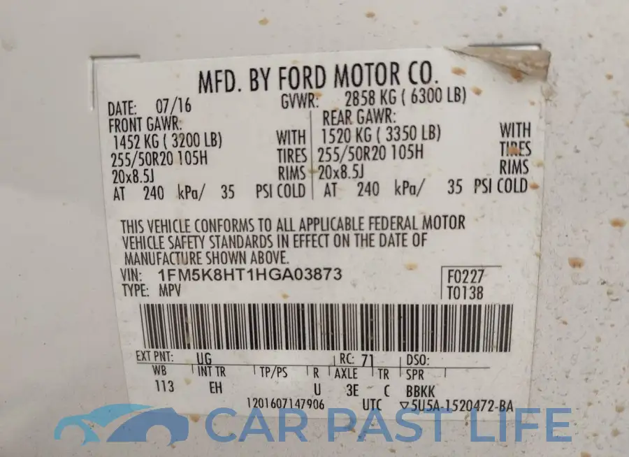 1FM5K8HT1HGA03873# 9