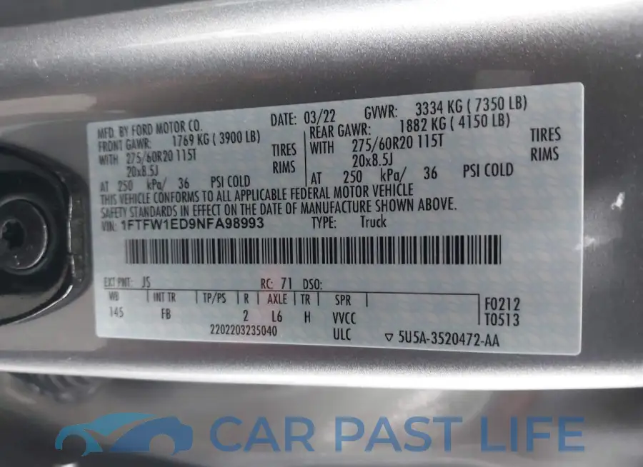 1FTFW1ED9NFA98993# 9