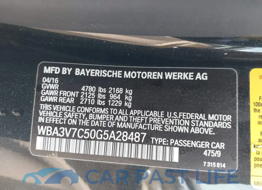 WBA3V7C50G5A28487# 9