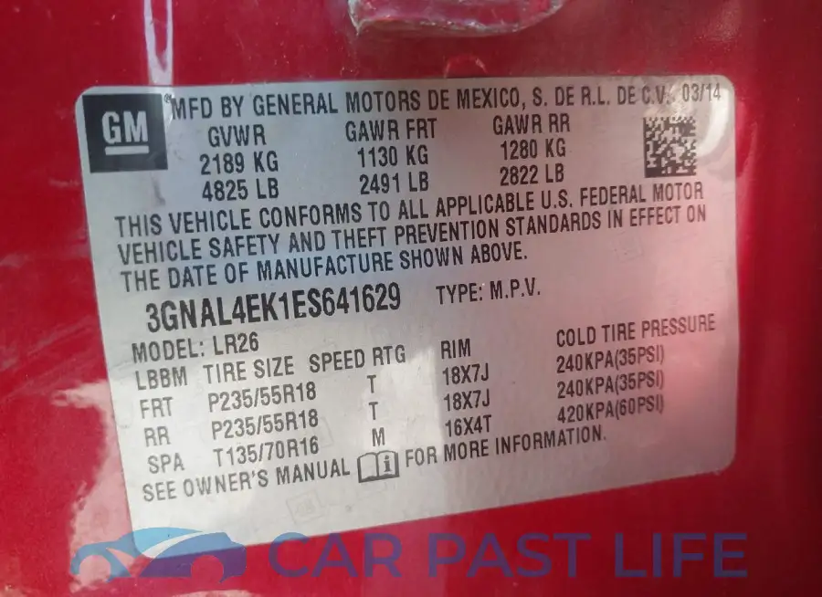 3GNAL4EK1ES641629# 9