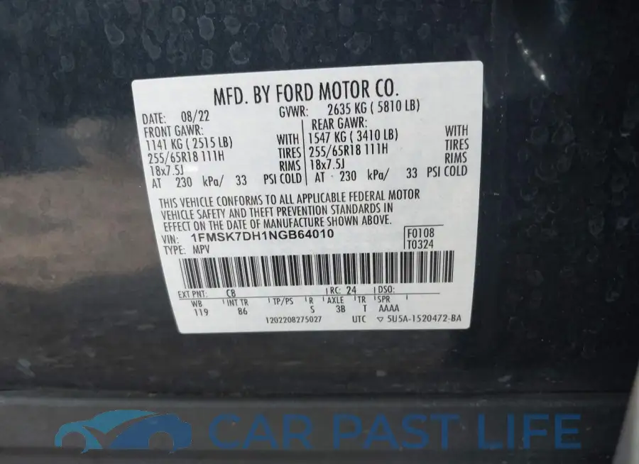 1FMSK7DH1NGB64010# 9