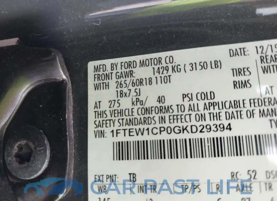 1FTEW1CP0GKD29394# 9