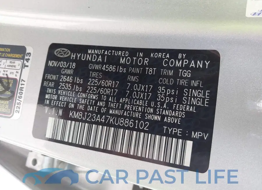 KM8J23A47KU886102# 9