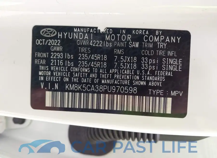KM8K5CA38PU970598# 9