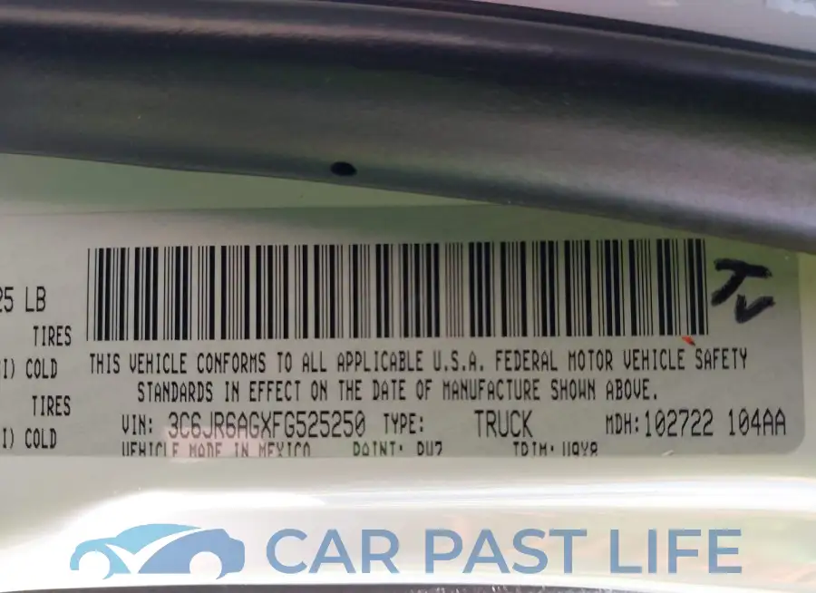 3C6JR6AGXFG525250# 9