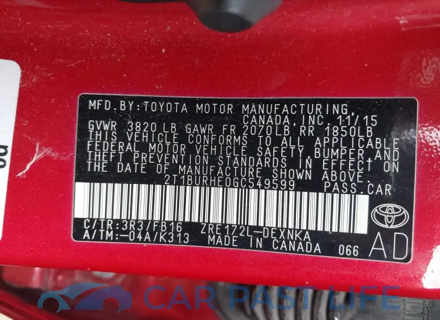 2T1BURHE0GC549599# 9