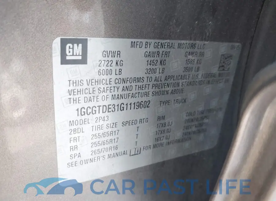 1GCGTDE31G1119602# 9