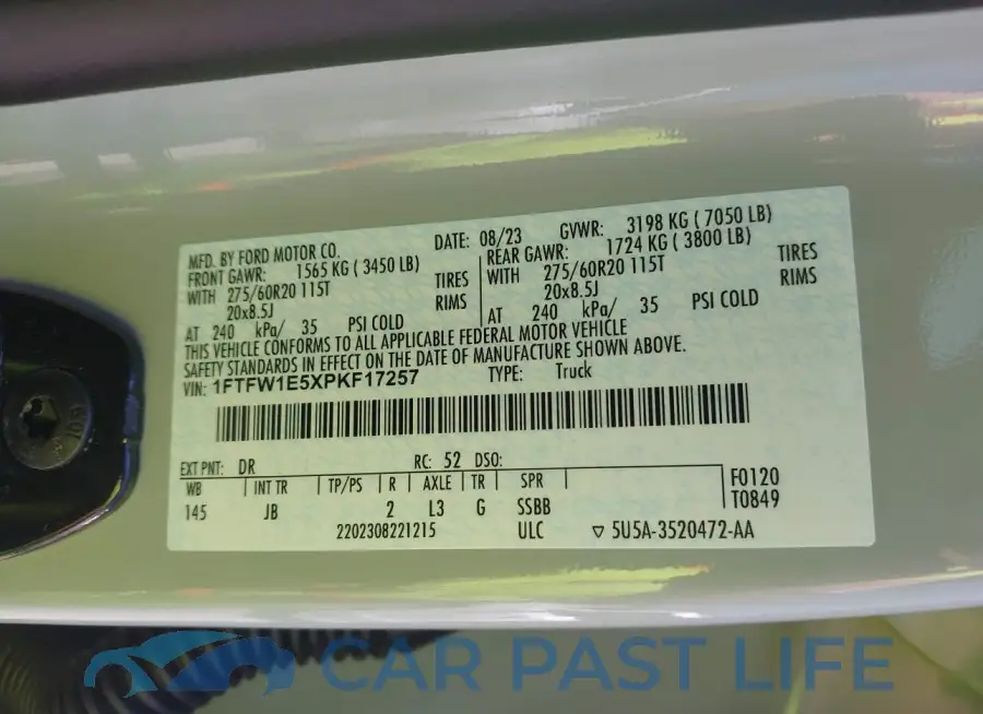 1FTFW1E5XPKF17257# 9