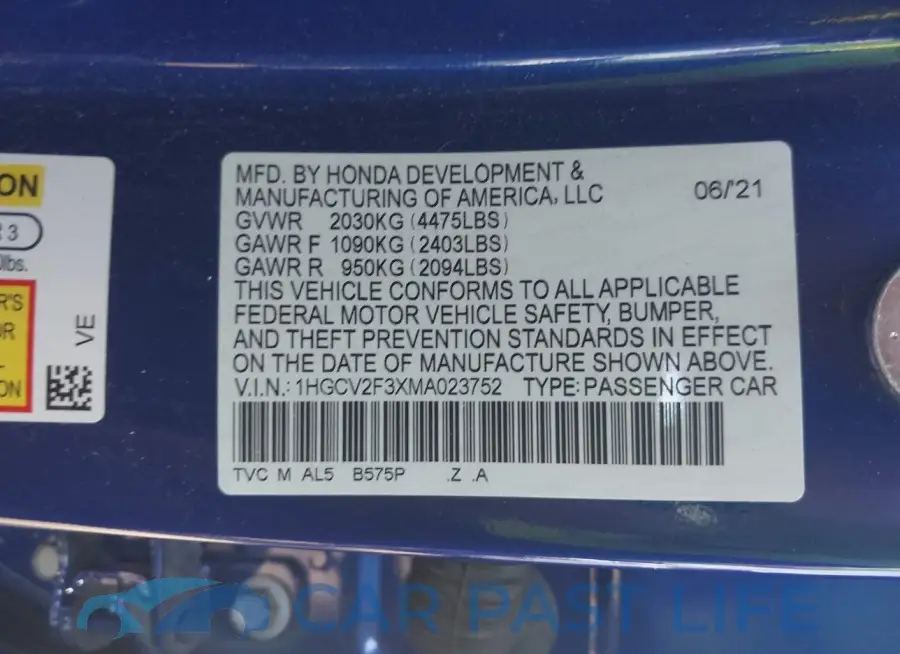1HGCV2F3XMA023752# 9