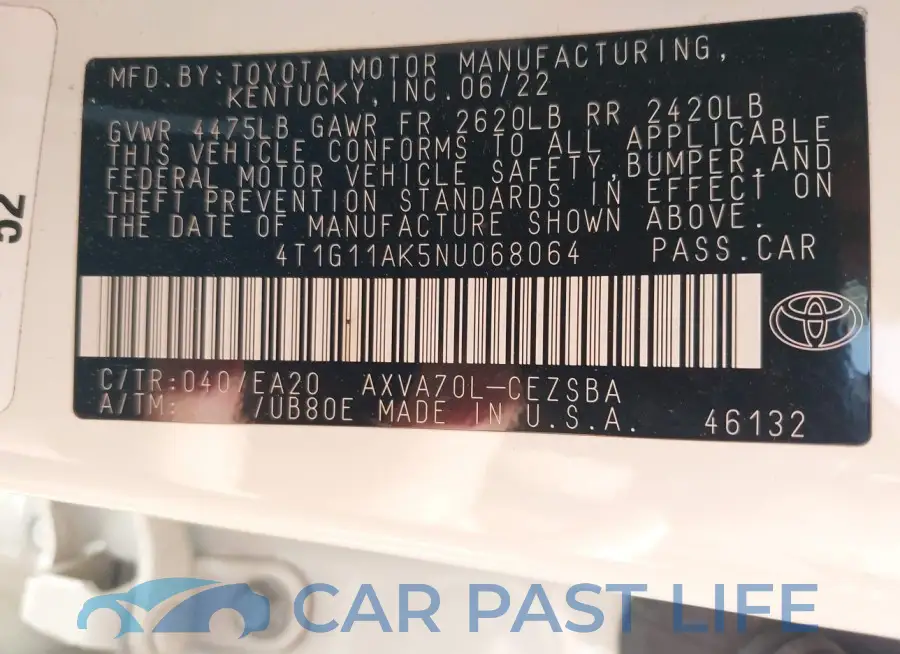 4T1G11AK5NU068064# 9