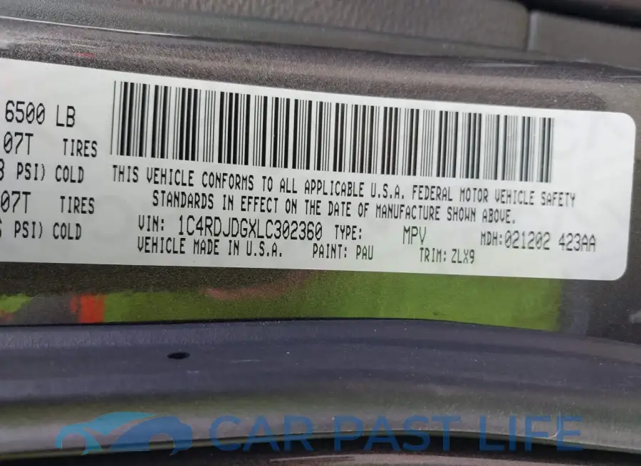 1C4RDJDGXLC302360# 9