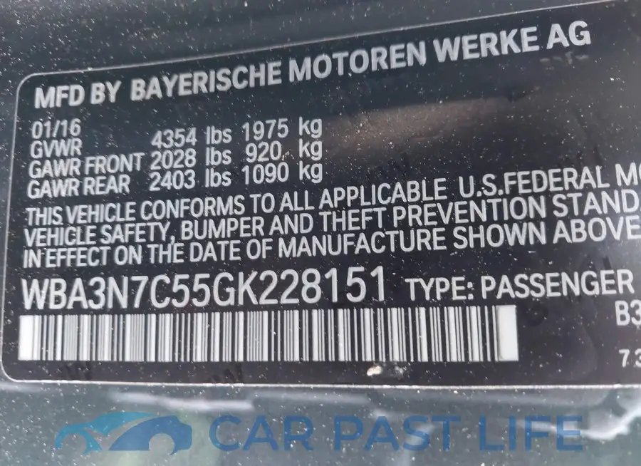 WBA3N7C55GK228151# 9