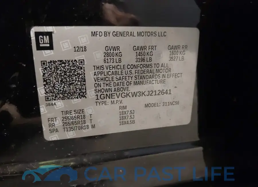 1GNEVGKW3KJ212641# 9