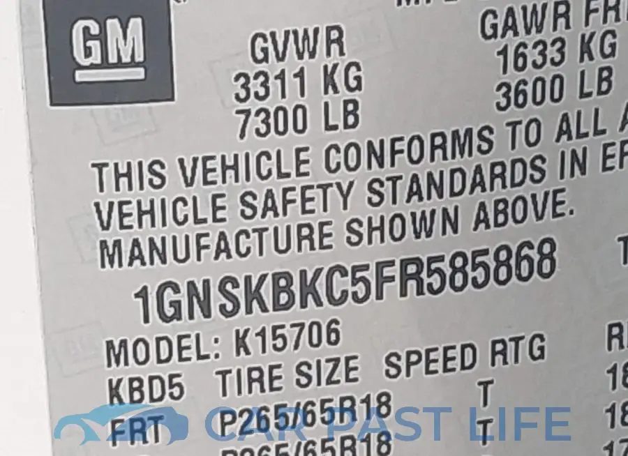 1GNSKBKC5FR585868# 9