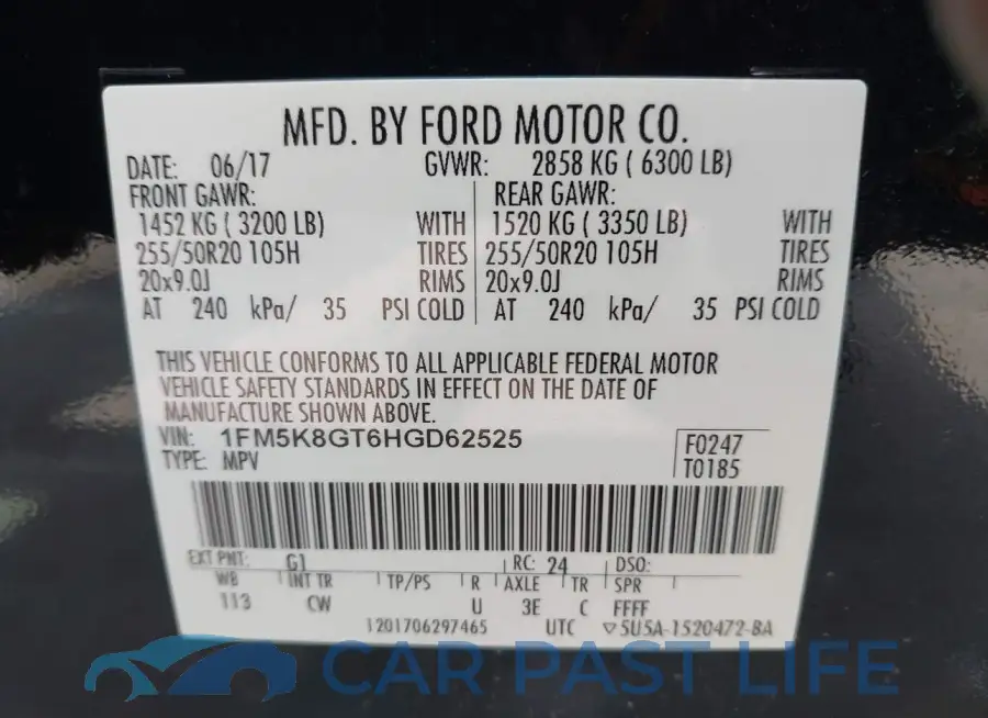1FM5K8GT6HGD62525# 9