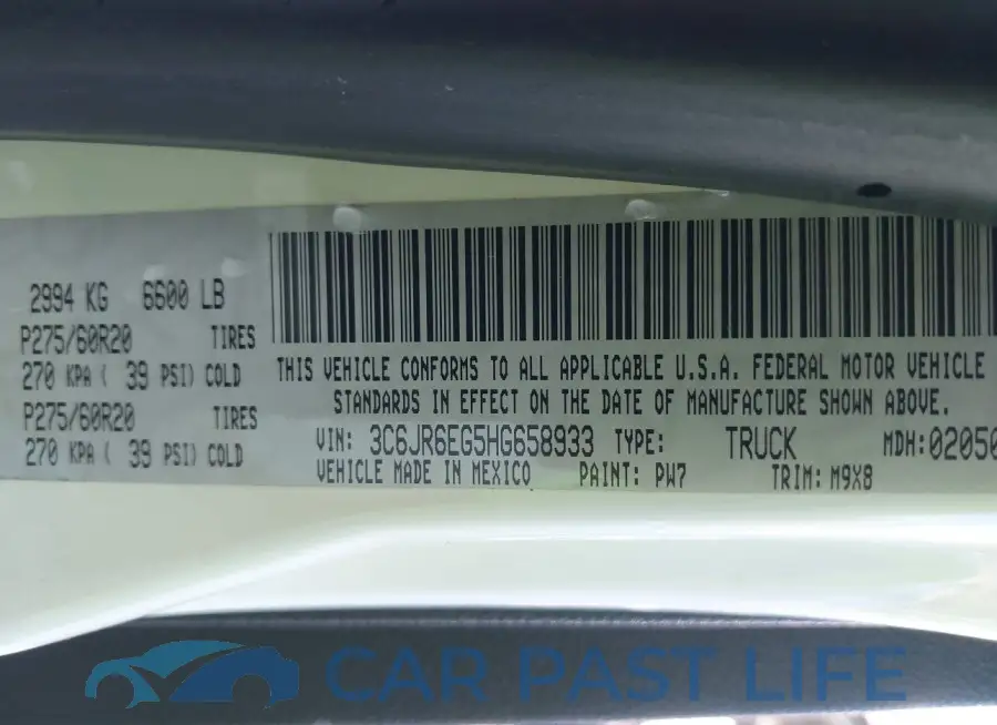 3C6JR6EG5HG658933# 9