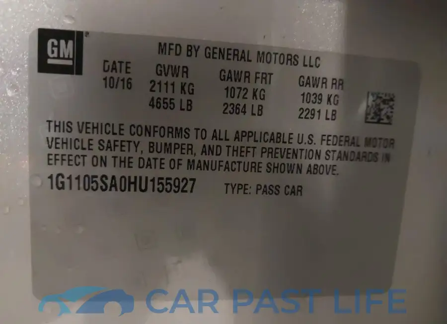 1G1105SA0HU155927# 9