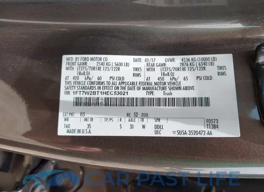 1FT7W2BT1HEC53021# 9