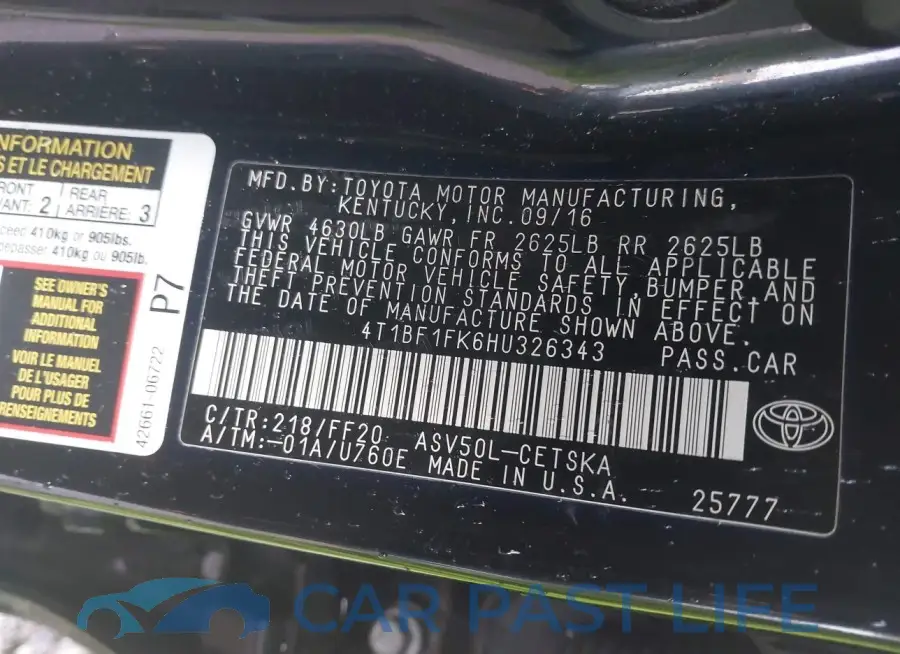 4T1BF1FK6HU326343# 9
