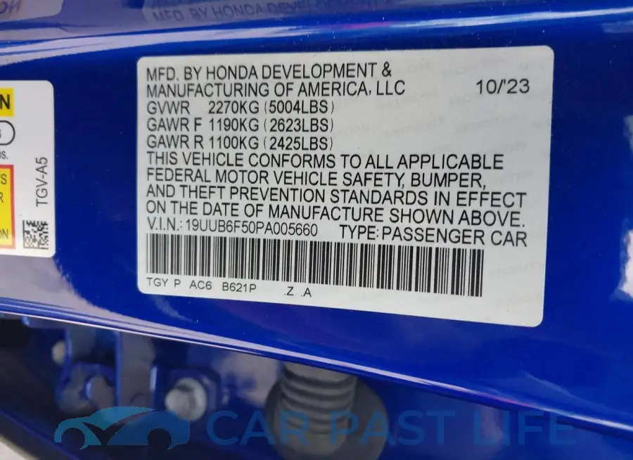 19UUB6F50PA005660# 9