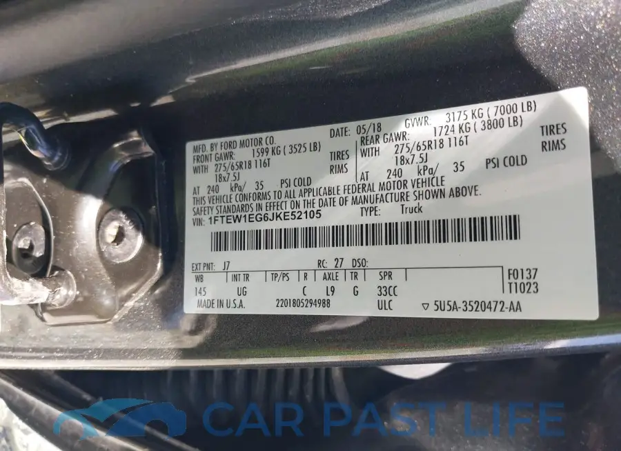 1FTEW1EG6JKE52105# 9
