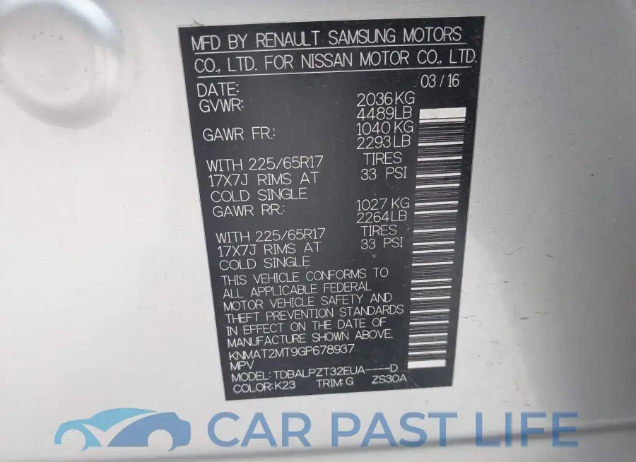 KNMAT2MT9GP678937# 9