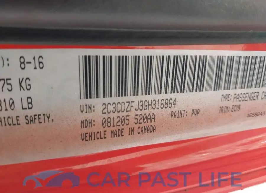 2C3CDZFJ3GH316864# 9
