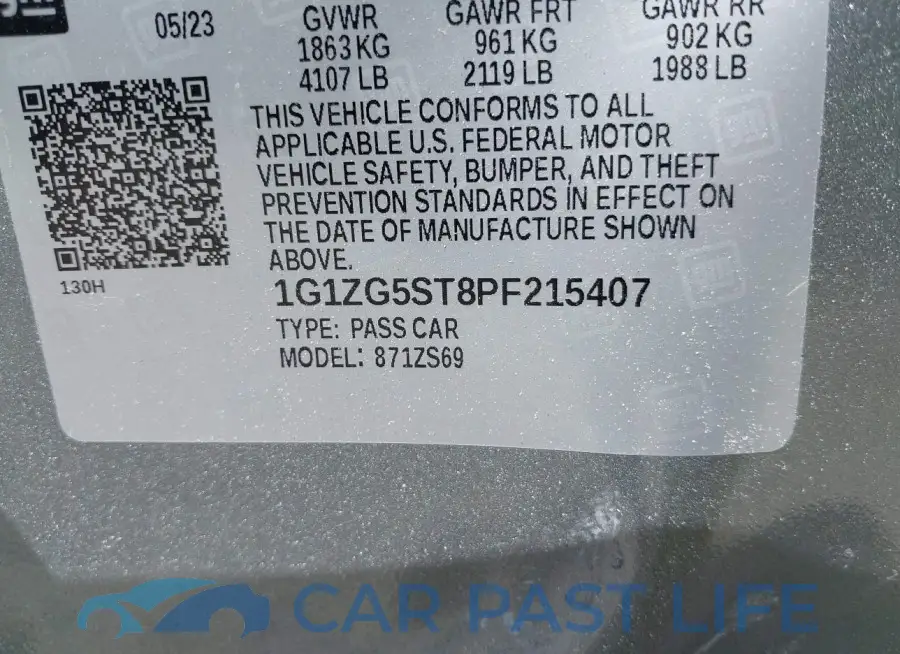 1G1ZG5ST8PF215407# 9