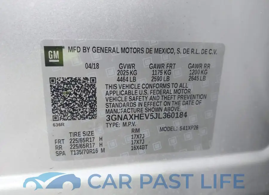 3GNAXHEV5JL360184# 9