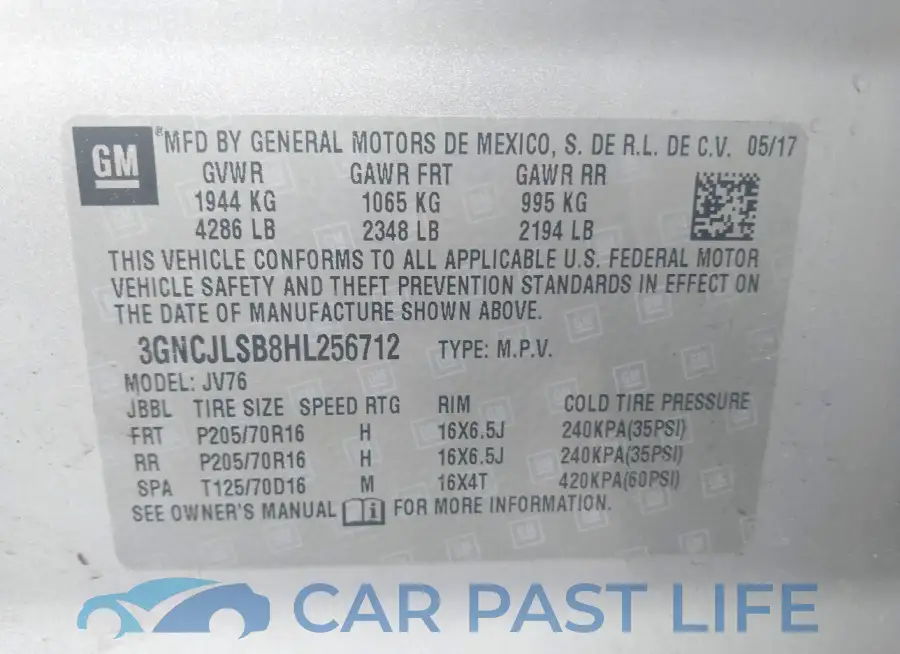 3GNCJLSB8HL256712# 9