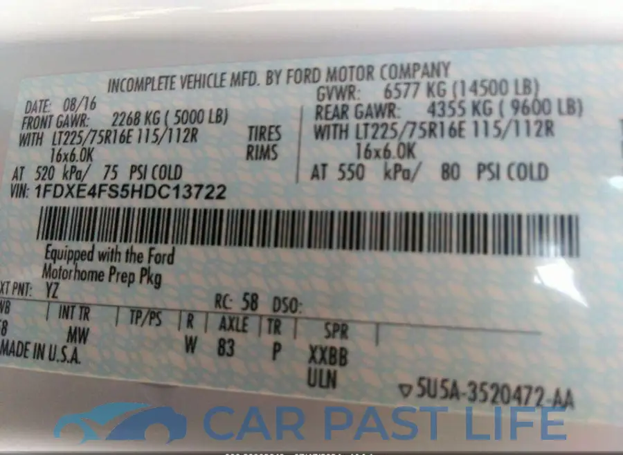 1FDXE4FS5HDC13722# 9
