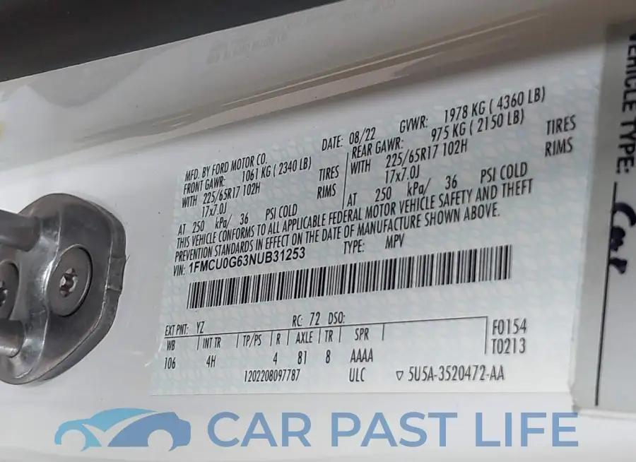 1FMCU0G63NUB31253# 9