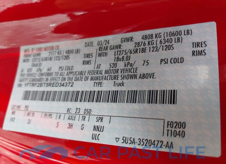 1FTRF2BT5RED34372# 8