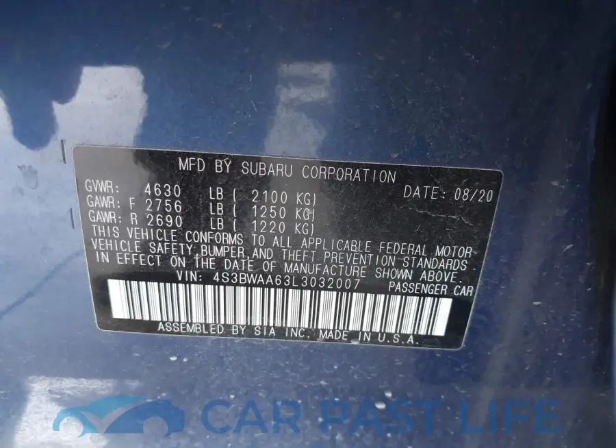 4S3BWAA63L3032007# 9