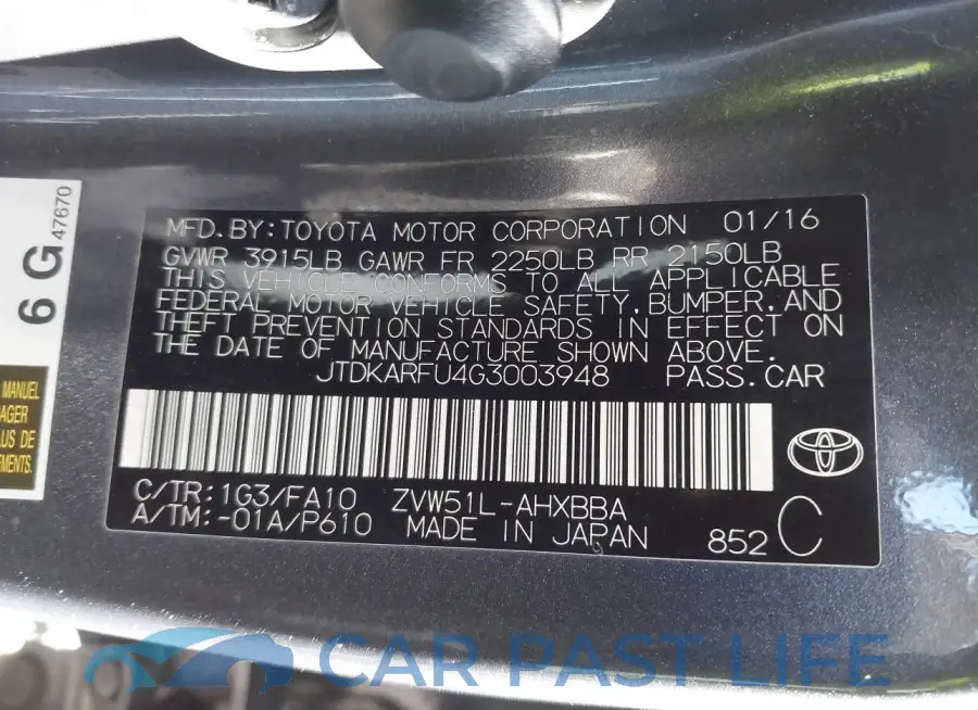 JTDKARFU4G3003948# 9