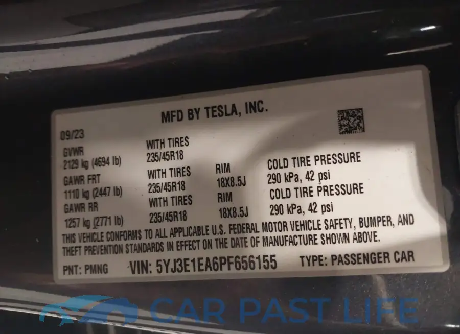 5YJ3E1EA6PF656155# 9