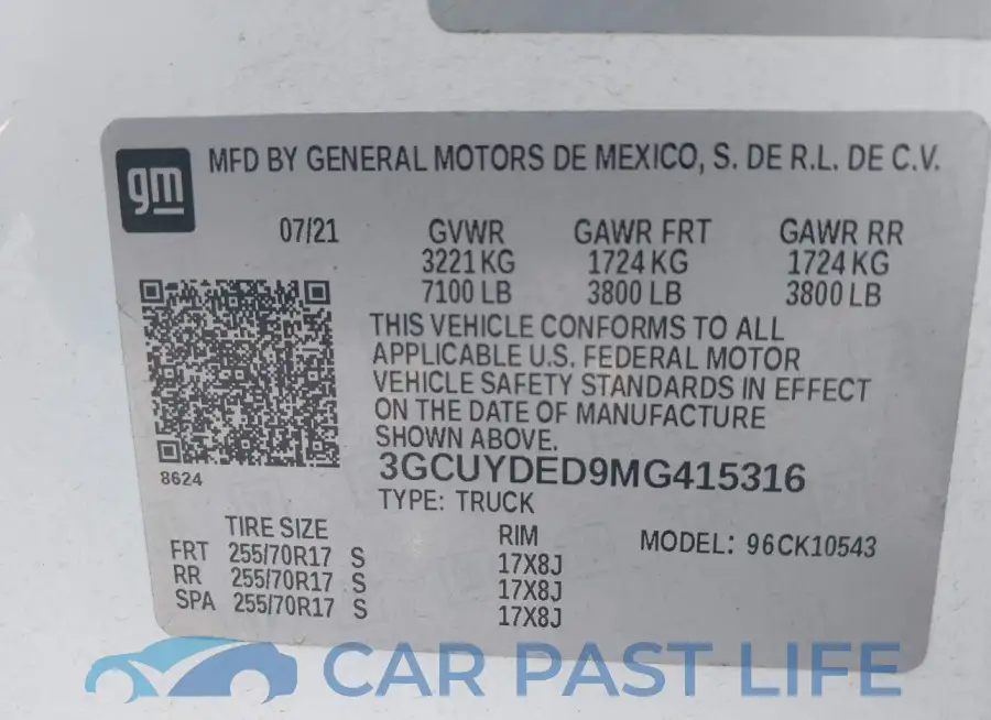 3GCUYDED9MG415316# 9